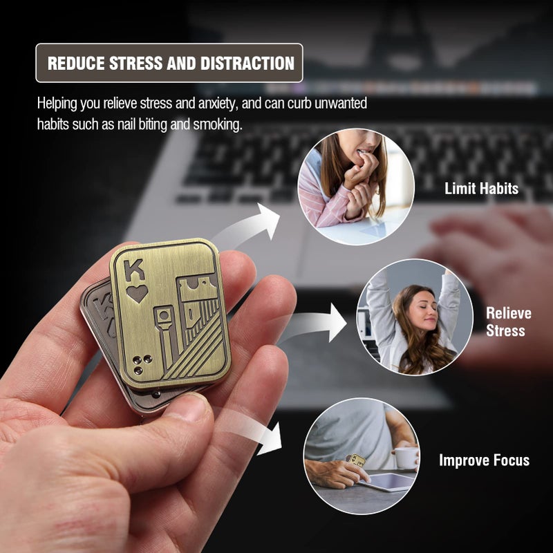 ITOKEY Metal Fidget Toys, EDC Fidget Slider, Poker Push Card, Cool Office Toy for Men, Anxiety Autism ADHD Gifts for Adults Teens, Valentine's Day Gift - Image 3