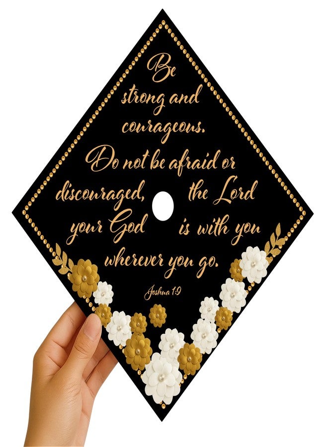 ADVANSYNC Be Strong and Courageous Graduation Cap Topper - Image 4