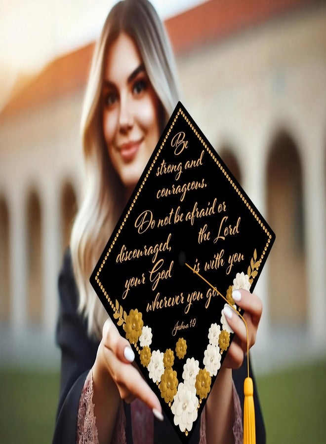 ADVANSYNC Be Strong and Courageous Graduation Cap Topper - Image 3
