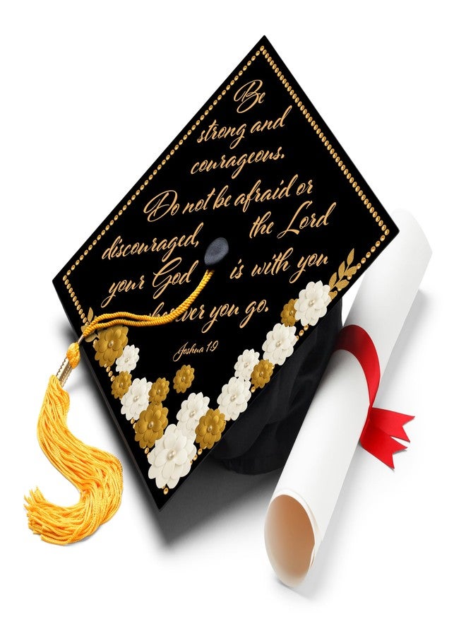 ADVANSYNC Be Strong and Courageous Graduation Cap Topper - Image 1