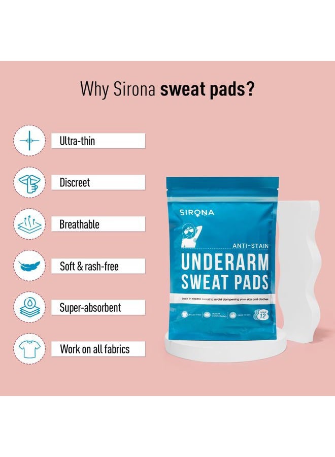 Sirona Disposable Underarm Sweat Pads - 12 Pads, Antiperspirant Absorbent Odour Blocker Pads Armpit Dress Shields - Image 4