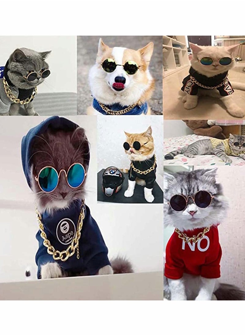 Excefore - Glasses For Cats, 2Pcs Cat Glasses Cat Gold Chain And Cat Sunglasses - Image 1
