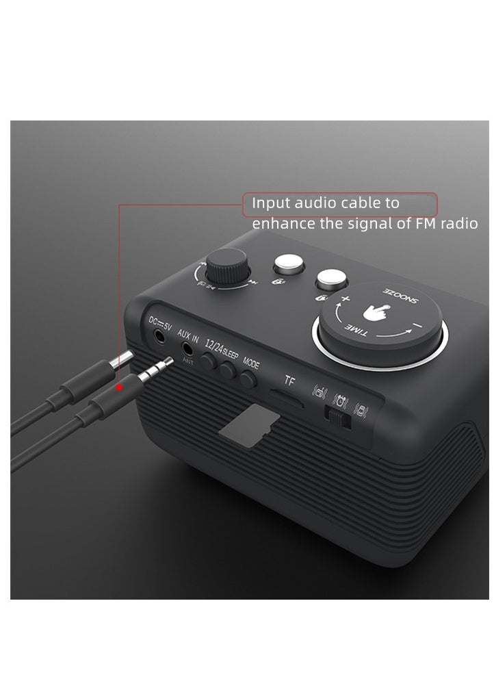 Digital Alarm Clock Radio Bluetooth Speaker,Dimmer Dual Alarm Timer with FM Radio, 2 USB Charging Ports, Battery Backup,Thermometer,Adjustable Volume Clock for Bedroom