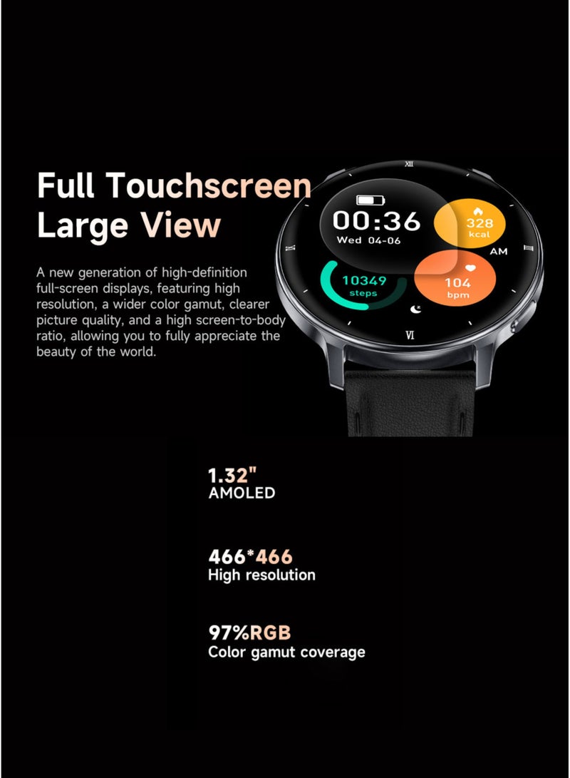 Wisme X57 Ultra Thin Smart Watch with 3 Straps (Metal + 2 Silicone), Super AMOLED Round Dial, Multi Sports Modes Fitness Tracker, Long Battery Life, Sleek Unisex Design Bluetooth Smartwatch (Black) - Image 3