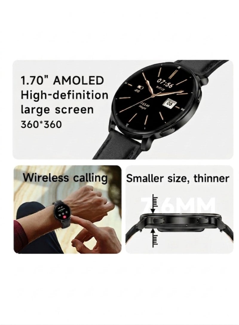 Wisme X57 Ultra Thin Smart Watch with 3 Straps (Metal + 2 Silicone), Super AMOLED Round Dial, Multi Sports Modes Fitness Tracker, Long Battery Life, Sleek Unisex Design Bluetooth Smartwatch (Black) - Image 4