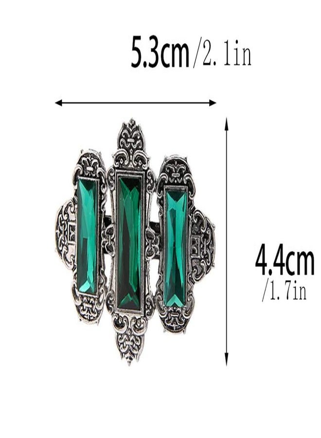 Fodattm Set of 2 Vintage Crystal Hair Barrette Hair Pin French Style Spring Hair Clips Hair Jewelry for Women Lady (Green) - Image 2