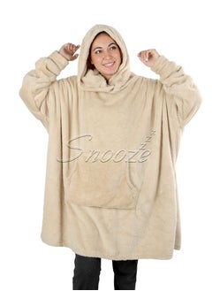 snooze Snooze Over Sized Wearable Blanket with Hoodie  Beige  - Image 1