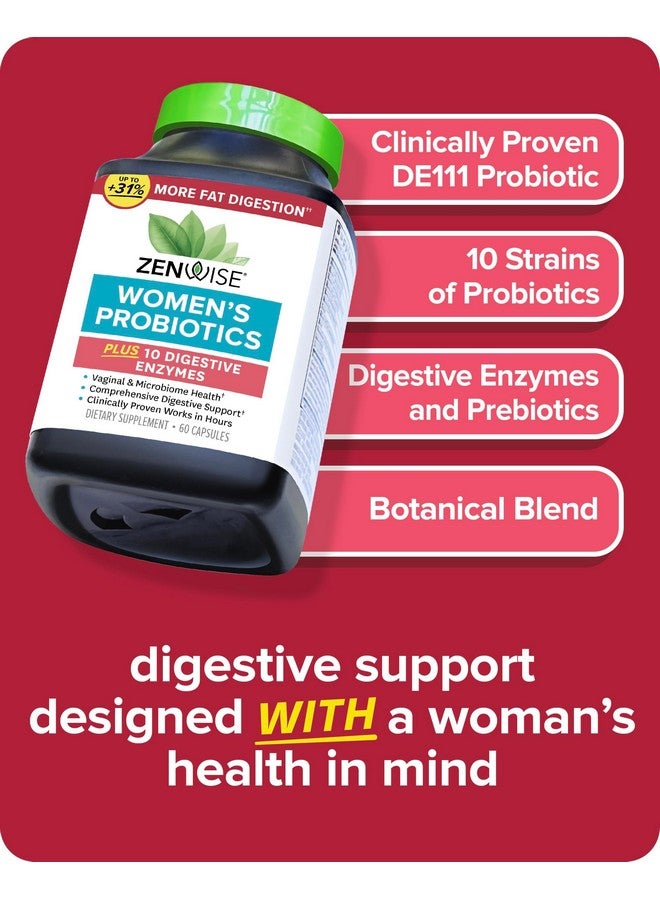 Zenwise Health Probiotics for Women - Digestive Enzymes for Bloating Relief, Vaginal Health, and Gut Flora Health, Daily Women Probiotic & Prebiotic Supplement for Digestive Health - 60 CT - Image 2
