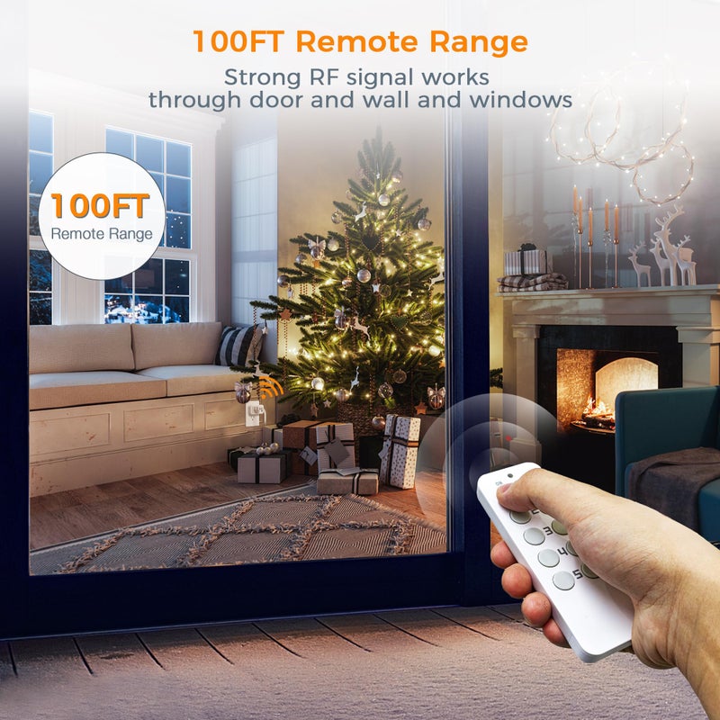 TESSAN Wireless Remote Control Outlet, TESSAN Electrical Wall Plug with ON/Off Light Switch for Indoor String Lights, Lamps, Home Appliances, 100ft Range (2 Remotes + 5 Outlets) - Image 2