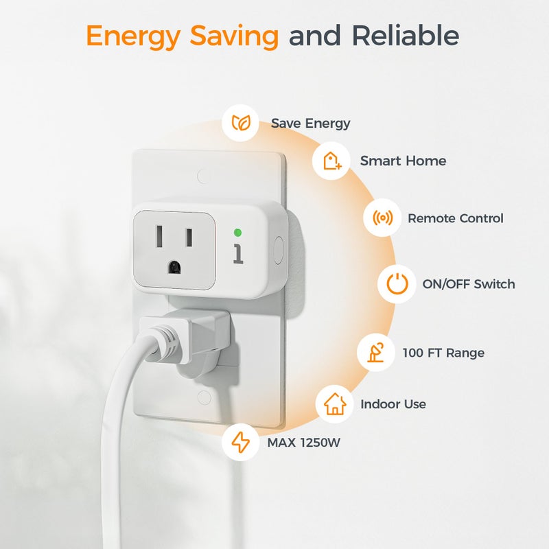 TESSAN Wireless Remote Control Outlet, TESSAN Electrical Wall Plug with ON/Off Light Switch for Indoor String Lights, Lamps, Home Appliances, 100ft Range (2 Remotes + 5 Outlets) - Image 5