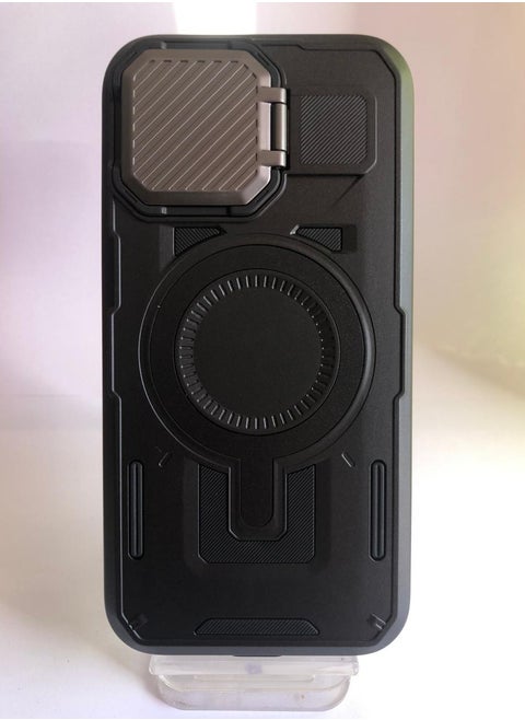 GOLDEN MASK Compatible With iPhone 14 Pro Max Case with Camera Protection, with Mag-safe Case Magnetic with Stand (Black)