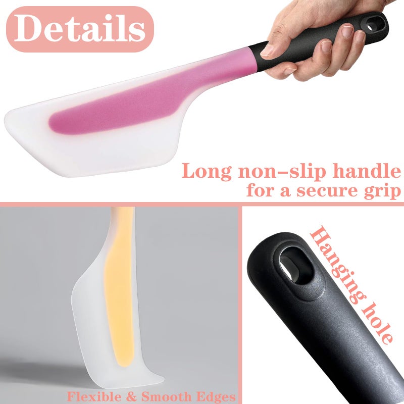 Omelette Spatula: Yellow + Red Heat Resistant Silicone Spatula - Non-Stick Pancake Turner for Home Kitchen Breakfast Cooking - Image 3