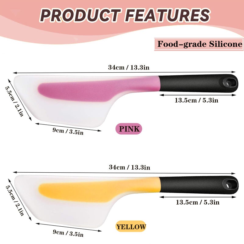Omelette Spatula: Yellow + Red Heat Resistant Silicone Spatula - Non-Stick Pancake Turner for Home Kitchen Breakfast Cooking - Image 2