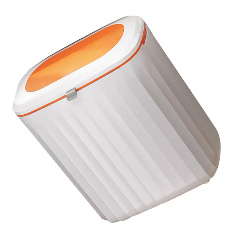 Wall Mounted Kitchen Trash Can with Lid 8l Sliding Cover Household Garbage Bin Orange Compact Waste Container for Home Organization - Image 1