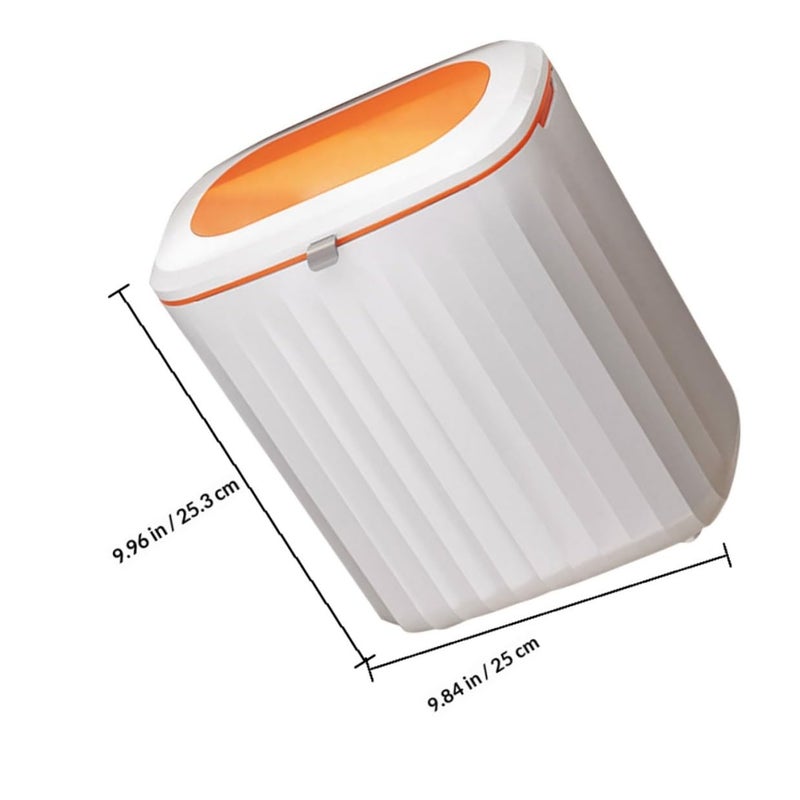 Wall Mounted Kitchen Trash Can with Lid 8l Sliding Cover Household Garbage Bin Orange Compact Waste Container for Home Organization - Image 2
