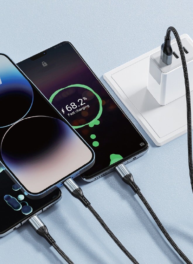 SEEKEN 3 IN 1 CABLE - Black | Fast Charging | Campatible with Iphone and Samsung | Braided Cable | Premium Design | High-Quality. - Image 3