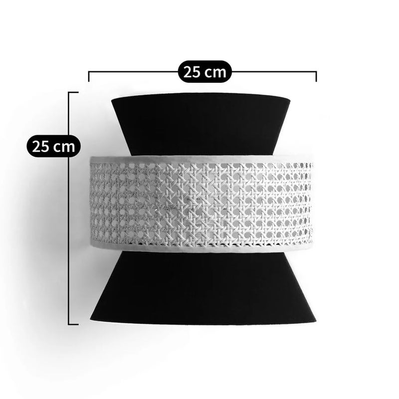 AKWAY Bamboo Wall Lamps for Living rooms | Rattan and Cane Webbing wall lamps for Bedroom | Wicker Wall lamps for home Decoration (Bulb not Included) (Black Cone) - Image 4