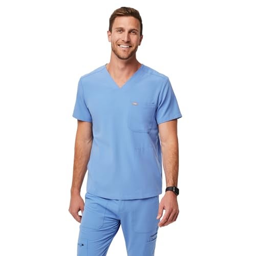 FIGS Chisec Three-Pocket Scrub Top for Men – Ceil Blue, L - Image 1