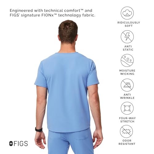 FIGS Chisec Three-Pocket Scrub Top for Men – Ceil Blue, L - Image 5