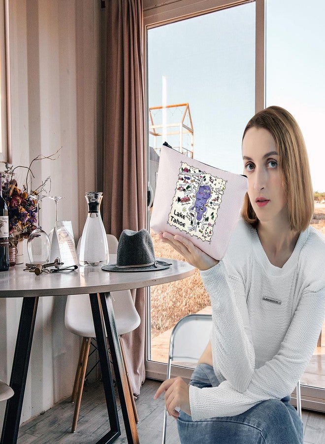 Zuo Bao Tahoe Lover Makeup Bag Tahoe Souvenir Gift Lake Tahoe Map Lake Tahoe Gift Lake Tahoe California Tahoe Adventure Gift (Lake Tahoe) - Image 4