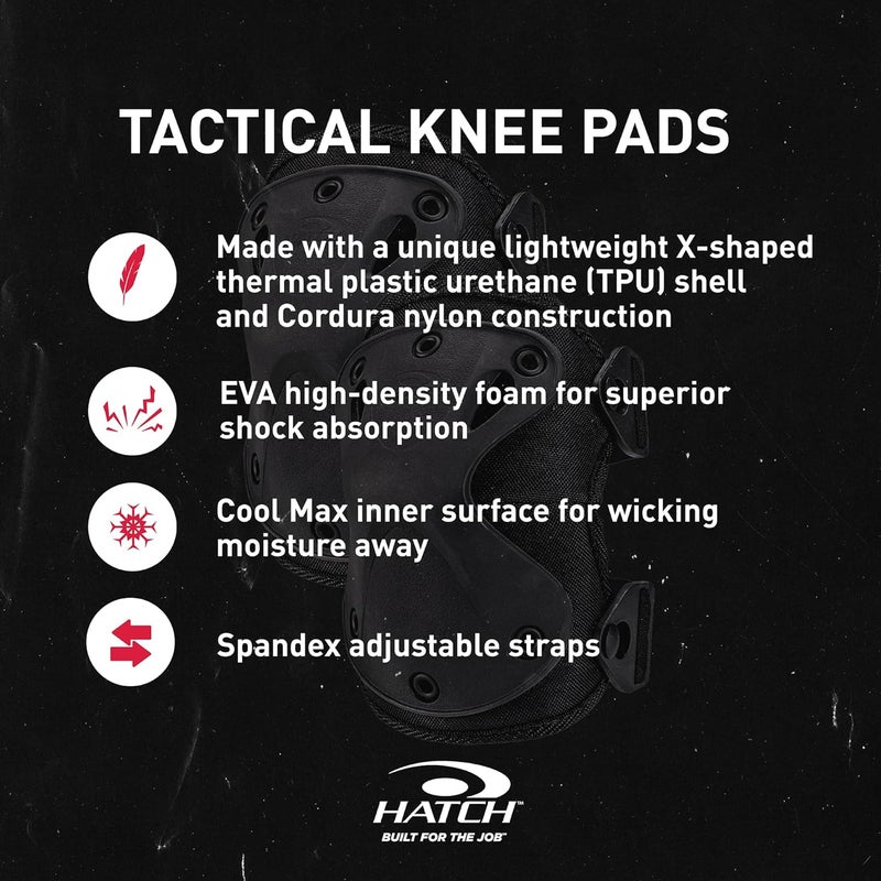 Hatch وسادات الركبة العسكرية التكتيكية XTAK، سوداء، مقاس واحد يناسب معظم الأحجام - Image 4
