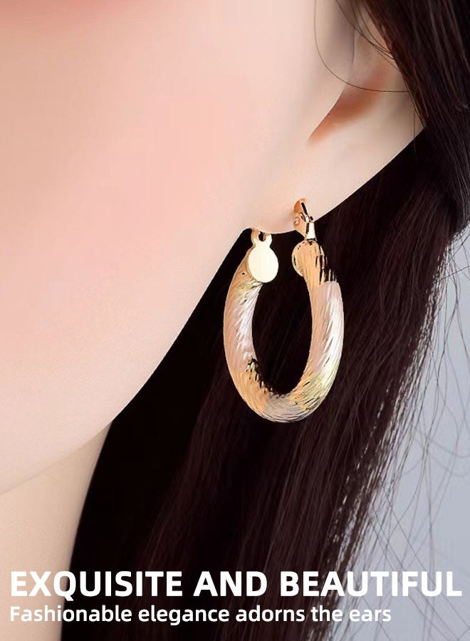 أقراط دائرية ثلاثية الألوان من الفضة الإسترلينية المطلية بالذهب عيار 14 قيراطًا | أقراط نسائية بتصميم موجة ملتوية - متعددة الاستخدامات وأنيقة - Image 4