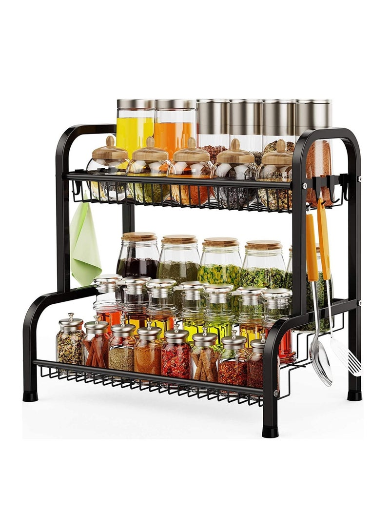 SHOELAY 2 Tier Large Spice Rack Organizer for Countertop with Stepped Design, Seasoning organizer Kitchen Spice Storage Standing Step Shelf (Type A) - Image 1