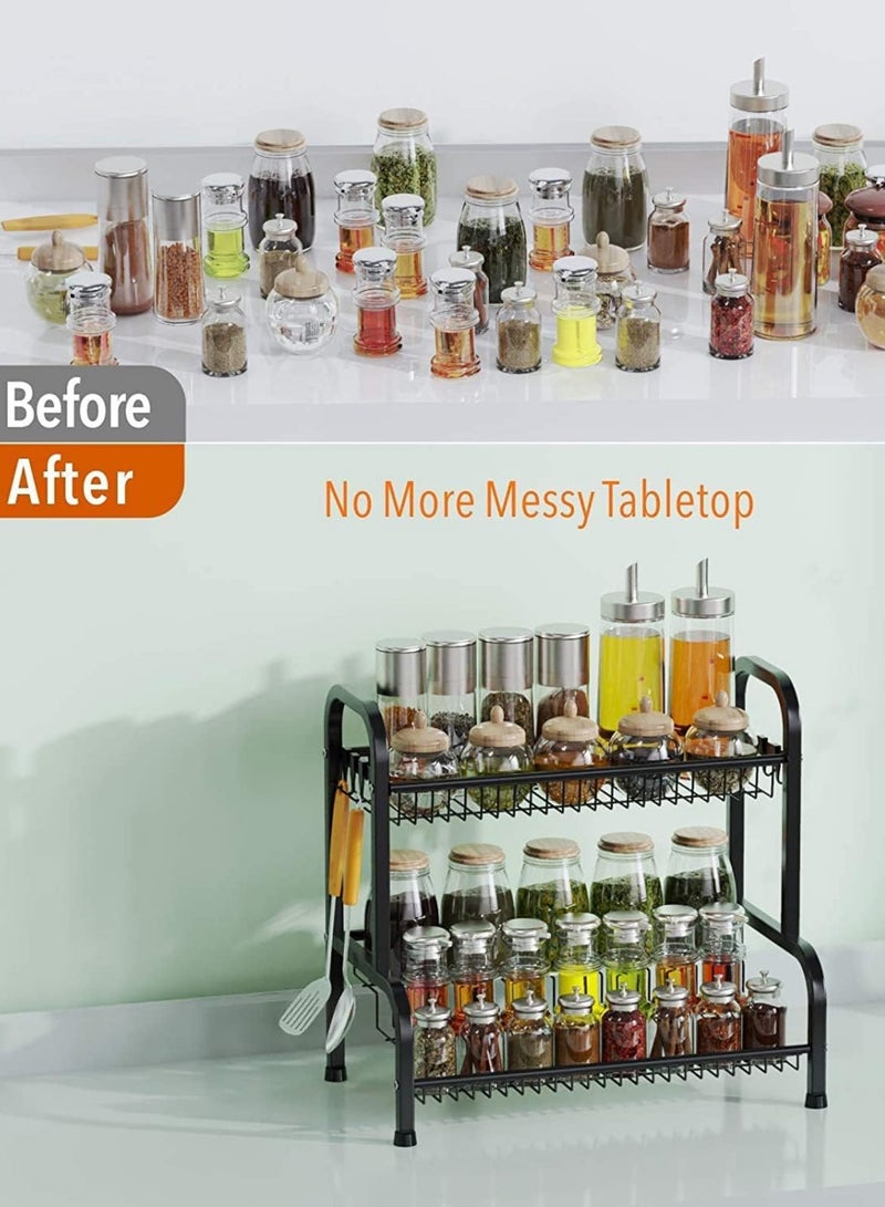 SHOELAY 2 Tier Large Spice Rack Organizer for Countertop with Stepped Design, Seasoning organizer Kitchen Spice Storage Standing Step Shelf (Type A) - Image 5