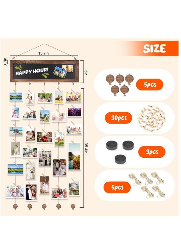 Captaintech Multi Picture Frames Collage Set for Home and Office Wall Decor with 30 Clips for DIY Photo Display - Image 2