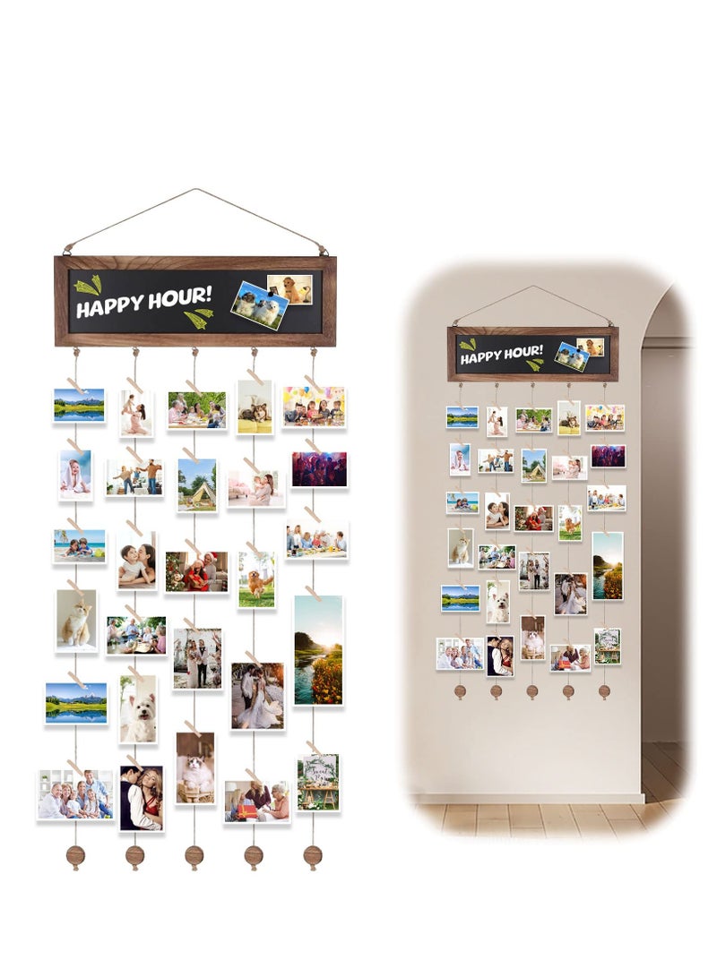 Captaintech Multi Picture Frames Collage Set for Home and Office Wall Decor with 30 Clips for DIY Photo Display - Image 1