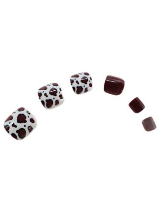 Premium Short Square Toenail Press-ons with Red Brown Leopard Print for Edgy Fashion - view 4