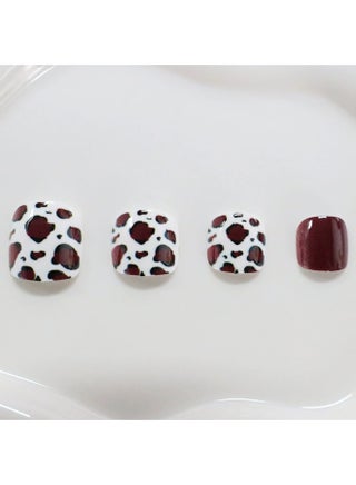 Premium Short Square Toenail Press-ons with Red Brown Leopard Print for Edgy Fashion - view 5