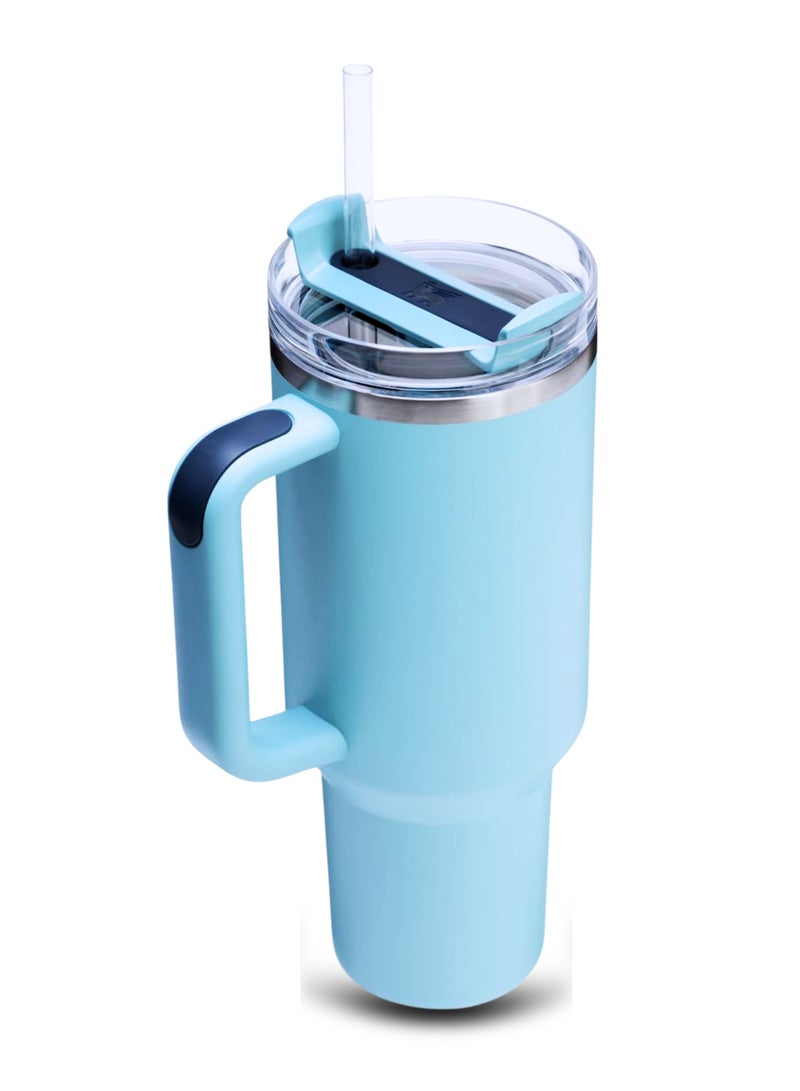 Stanley Stanley Quencher H2.0 Tumbler with Handle and Straw 40 oz | Flowstate 3-Position Lid | Cup Holder Compatible for Travel | Insulated Stainless Steel Cup | BPA-Free | Blue Splash  - Image 2