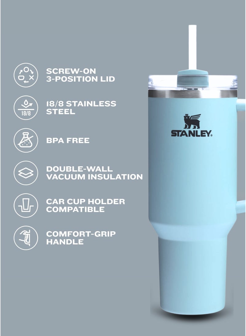 Stanley Stanley Quencher H2.0 Tumbler with Handle and Straw 40 oz | Flowstate 3-Position Lid | Cup Holder Compatible for Travel | Insulated Stainless Steel Cup | BPA-Free | Blue Splash  - Image 4