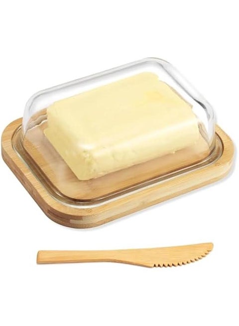 Glass er Dish With Lid ,Keeps er Soft - For Countertop And Refrigerator Door Shelf - er Tray With Lid Fridge - er Holder For Counter - Covered er Dishes With Lid