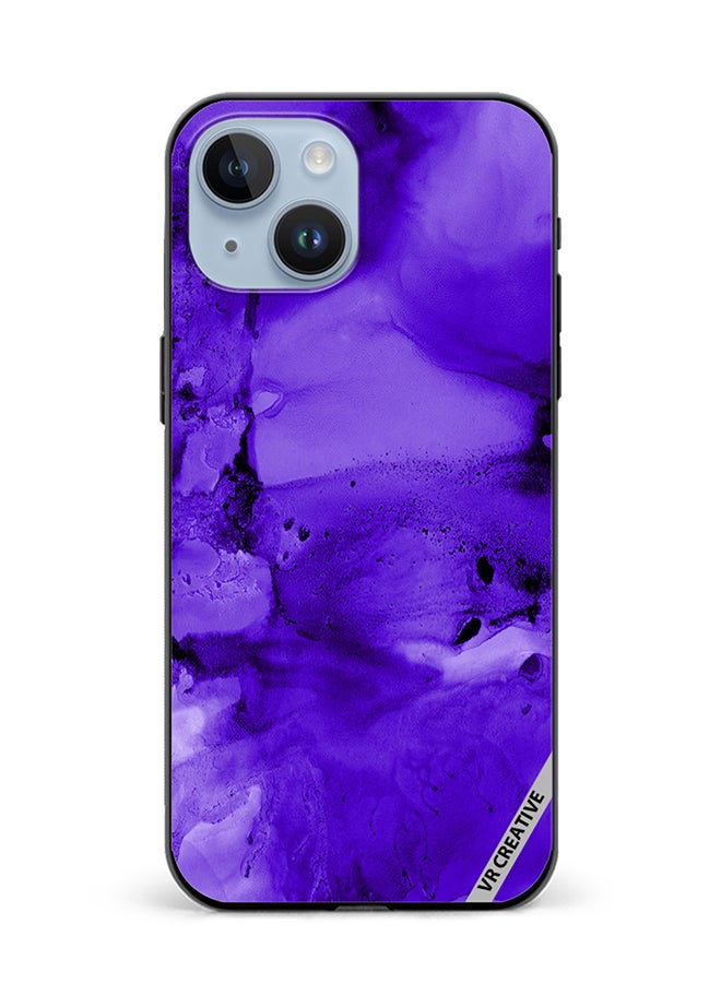 VR CREATIVE Protective Case Cover For Apple iPhone 15 Violet Alcohol Ink Wash Texture On White Paper Design Multicolour - Image 1