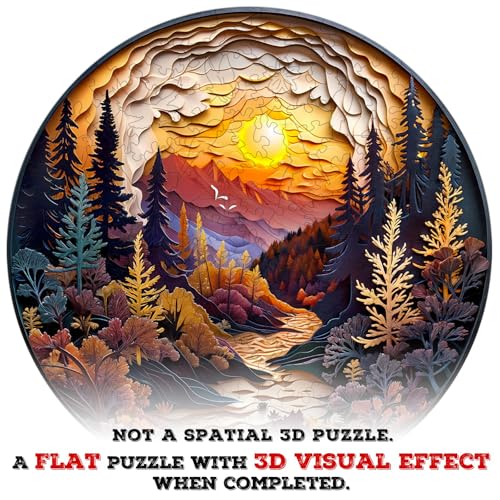 Purdicra Wooden Puzzles for Adults Unique Animal Shaped Sunset Forest Puzzle 3D Vision Wooden Jigsaw Puzzle Christmas Birthday Gifts for FriendsFamily Home Decor 85 85in 100pcs - Image 5