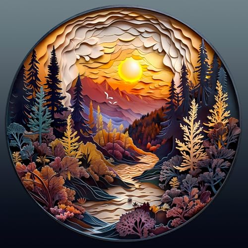 Purdicra Wooden Puzzles for Adults Unique Animal Shaped Sunset Forest Puzzle 3D Vision Wooden Jigsaw Puzzle Christmas Birthday Gifts for FriendsFamily Home Decor 85 85in 100pcs - Image 1