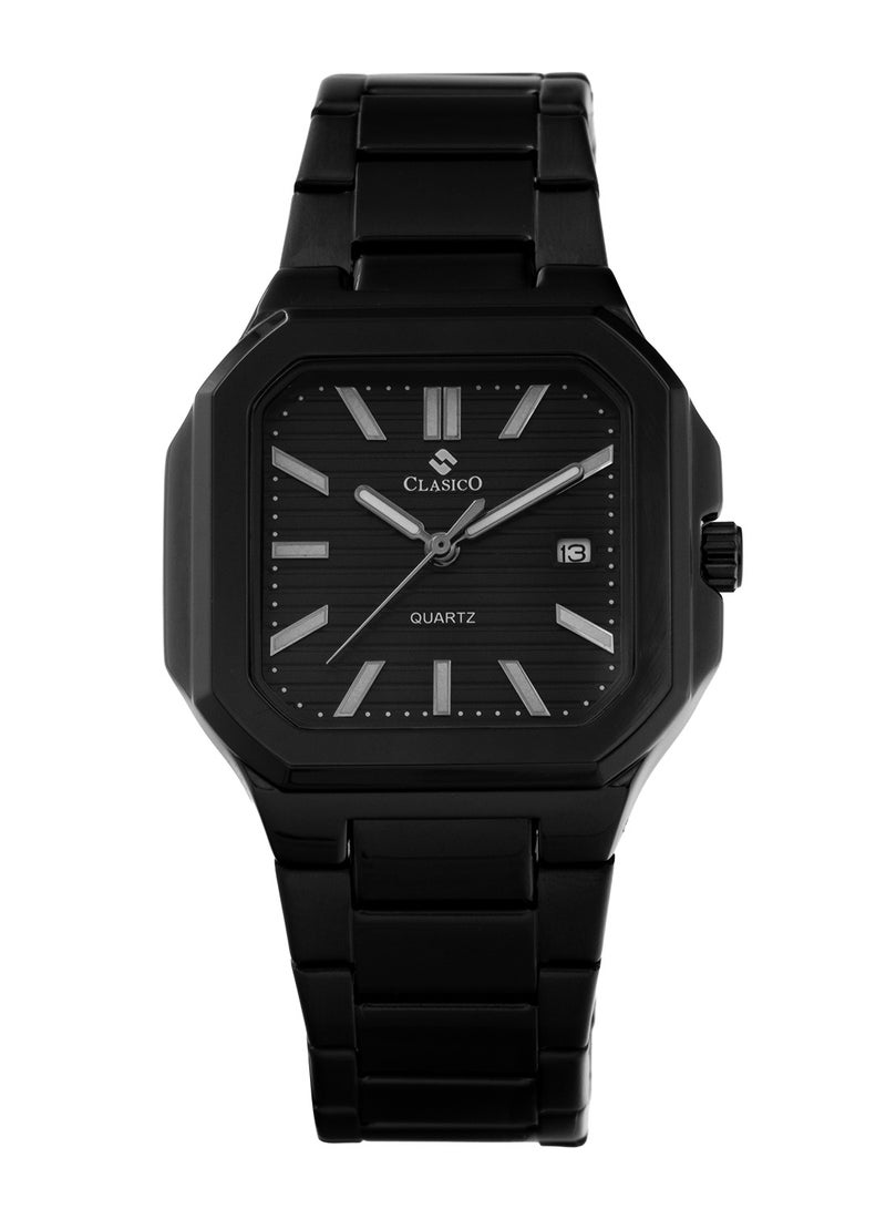 Clasico ساعة ليونيس كواترز المعدنية الفاخرة للرجال - سوداء متينة - Image 1