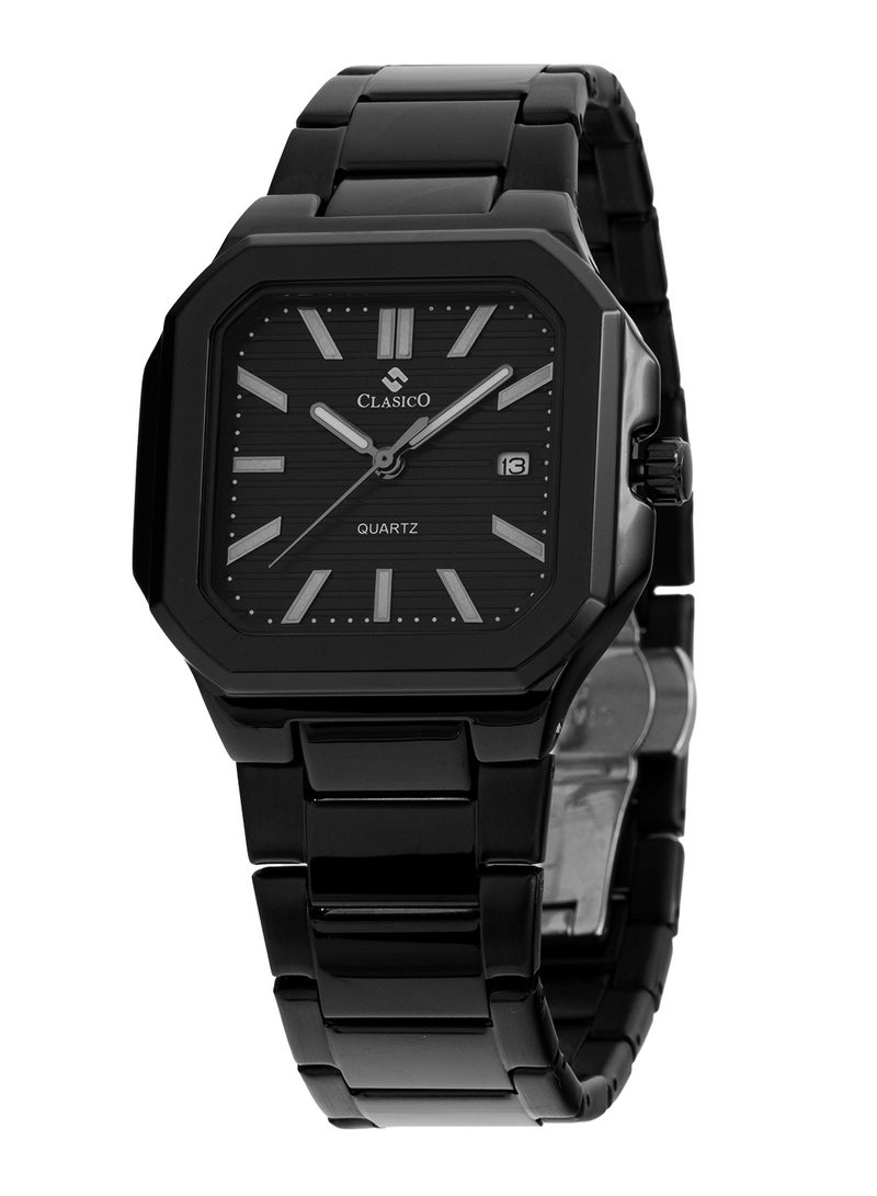 Clasico ساعة ليونيس كواترز المعدنية الفاخرة للرجال - سوداء متينة - Image 3