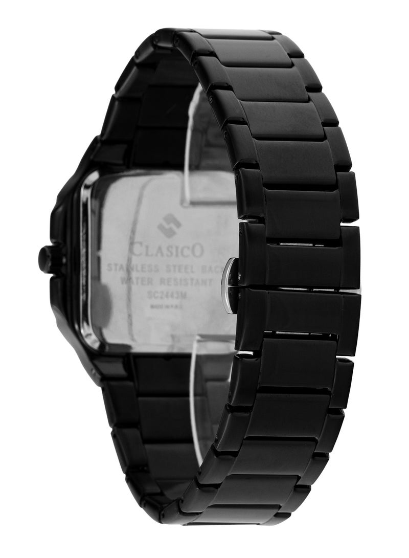 Clasico ساعة ليونيس كواترز المعدنية الفاخرة للرجال - سوداء متينة - Image 4