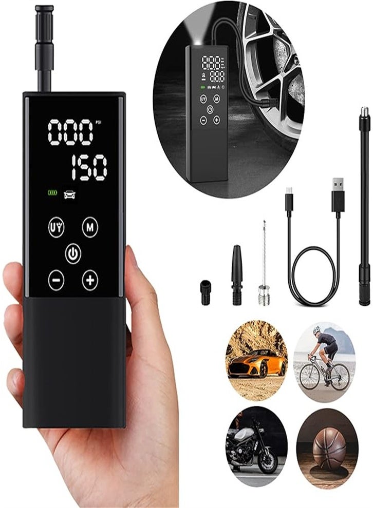 Generic Portable Tire Inflator Air Compressor, Mini Touch Screen, Electric Digital, Suitable for Car Bicycle Motorcycle Swimming Ring (Black)  - Image 1