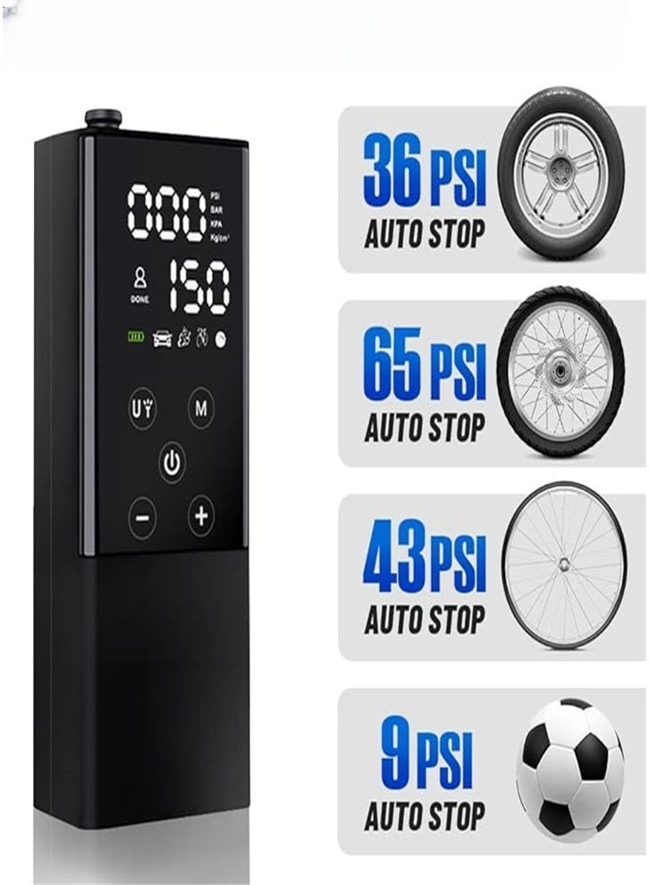 Generic Portable Tire Inflator Air Compressor, Mini Touch Screen, Electric Digital, Suitable for Car Bicycle Motorcycle Swimming Ring (Black)  - Image 3