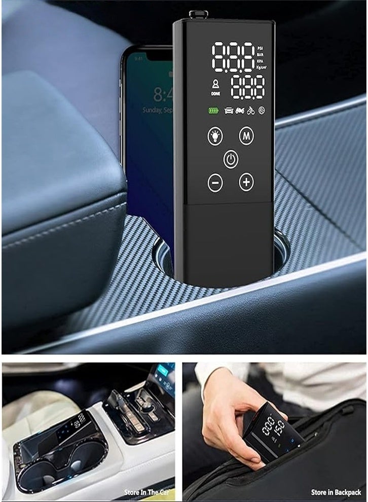 Generic Portable Tire Inflator Air Compressor, Mini Touch Screen, Electric Digital, Suitable for Car Bicycle Motorcycle Swimming Ring (Black)  - Image 4