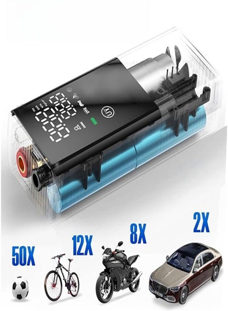 Generic Portable Tire Inflator Air Compressor, Mini Touch Screen, Electric Digital, Suitable for Car Bicycle Motorcycle Swimming Ring (Black)  - Image 2