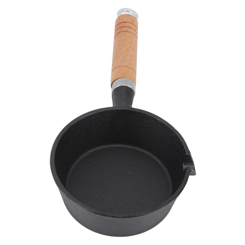 Mini Egg Frying Pan Cast Iron Solid Wood Handle Mini Pre Seasoned Skillet for Indoor Outdoor Cooking 13x5cm / 5.1x2.0in - Image 4