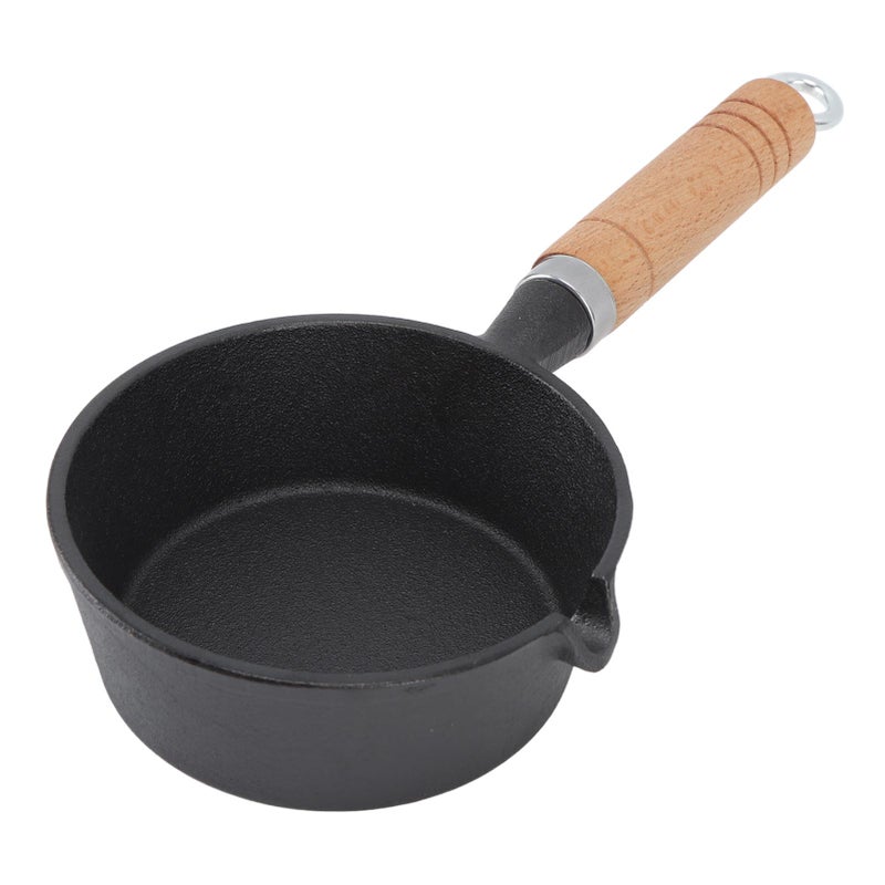 Mini Egg Frying Pan Cast Iron Solid Wood Handle Mini Pre Seasoned Skillet for Indoor Outdoor Cooking 13x5cm / 5.1x2.0in - Image 2