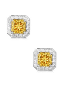 QUAINT Yellow Simulated Diamond Frost Cut Stud Earrings  - Image 1