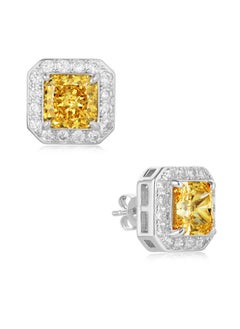 QUAINT Yellow Simulated Diamond Frost Cut Stud Earrings  - Image 2