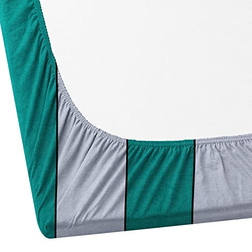 RD TREND Presents Luxurious Glace Cotton Super Soft 210 TC 360° Elastic Fitted Bedsheet Queen Size (78X60X8 Inch) with 2 Pillow Covers, Green Stripe - Image 3